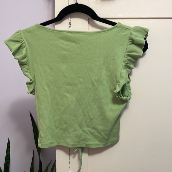 Zara Flutter Sleeve, Rouched Front Top - Picture 2 of 3